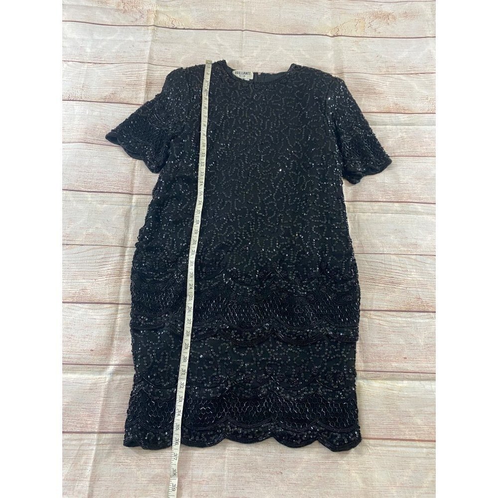 Vintage Brilliante By J.A Women's Black Beaded 100% Silk Dress - Medium - Picture 2 of 12